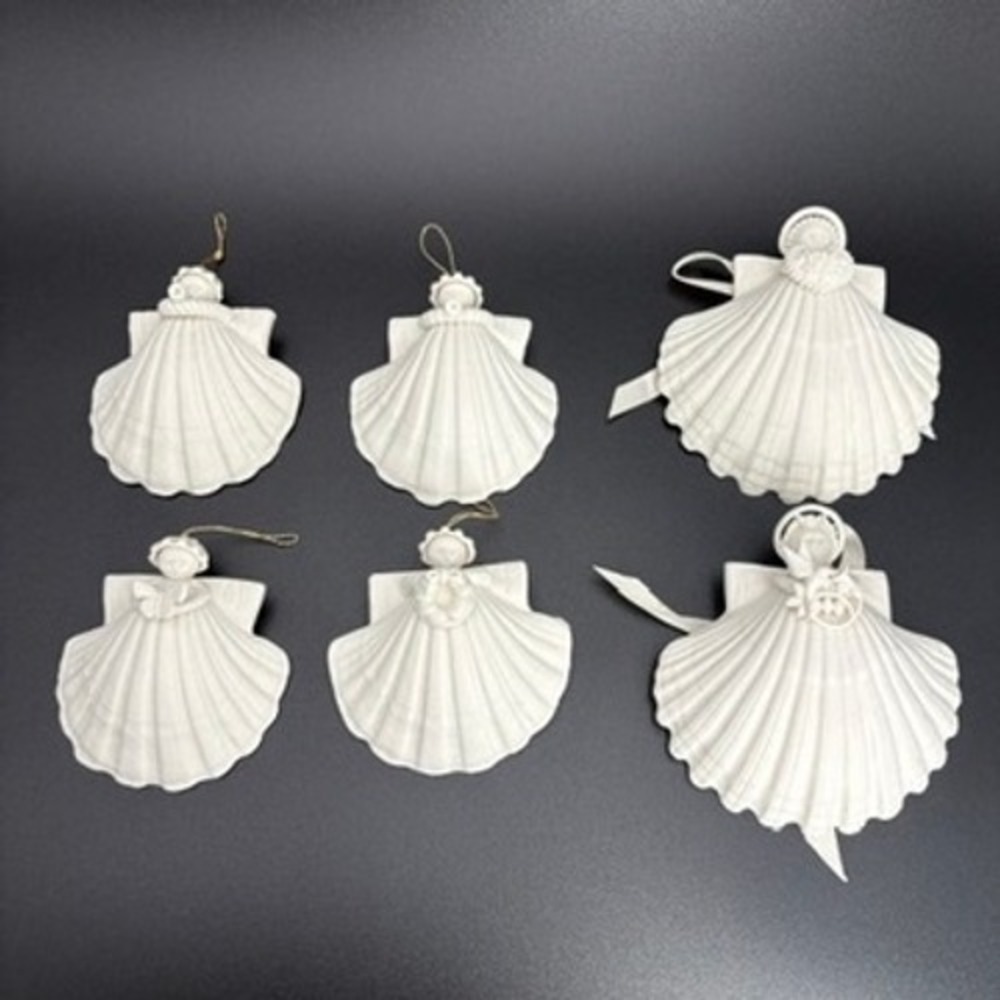 Margaret Furlong Seashell Angel Ornaments Set of 6 Coastal Christmas Nautical